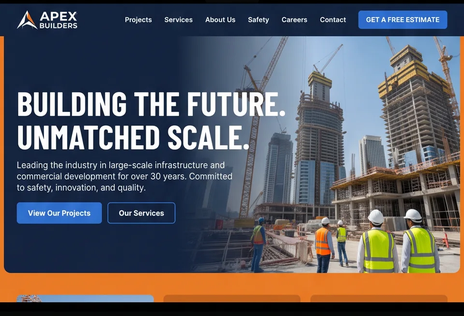 Apex Builders commercial construction company website design by Murrieta Media — custom website design in Murrieta and Temecula