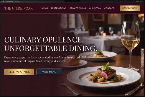 The Gilded Oak fine dining restaurant website design by Murrieta Media — custom website design in Murrieta and Temecula